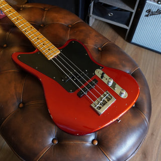 2020 Masterbuilt Jason Smith Offset Telecaster Bass Journeyman Relic – Aged Candy Apple Red