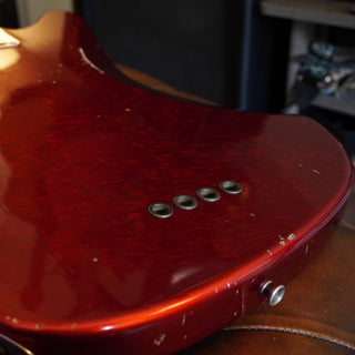 2020 Masterbuilt Jason Smith Offset Telecaster Bass Journeyman Relic – Aged Candy Apple Red