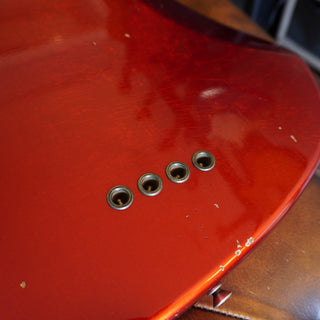 2020 Masterbuilt Jason Smith Offset Telecaster Bass Journeyman Relic – Aged Candy Apple Red